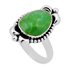 5.31cts solitaire natural green aventurine fancy 925 silver ring size 8.5 n34349