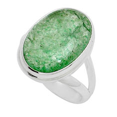 11.58cts solitaire natural green aventurine oval 925 silver ring size 7 y13801