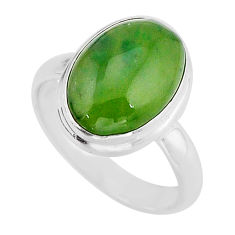 6.28cts solitaire natural green aventurine oval 925 silver ring size 7 y67634