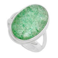 12.01cts solitaire natural green aventurine oval 925 silver ring size 6.5 y13804