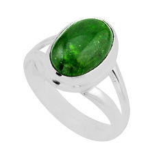 4.39cts solitaire natural green aventurine oval 925 silver ring size 6.5 y59508