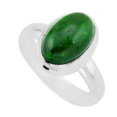 4.36cts solitaire natural green aventurine oval 925 silver ring size 7.5 y64027