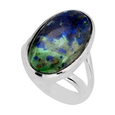 7.89cts solitaire natural green azurite malachite 925 silver ring size 5 y75401