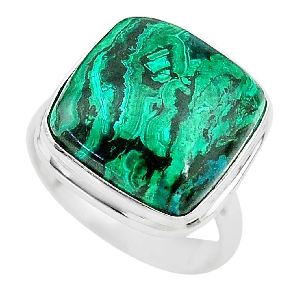 10.70cts solitaire natural green azurite malachite 925 silver ring size 6 t21428