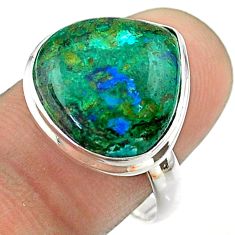 9.86cts solitaire natural green azurite malachite 925 silver ring size 9 t55559