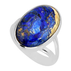 11.15cts solitaire natural green azurite malachite silver ring size 7.5 y75445