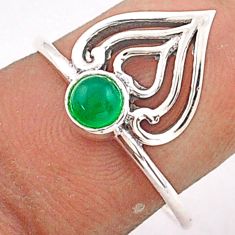 0.38cts solitaire natural green chalcedony 925 silver heart ring size 7.5 t84001