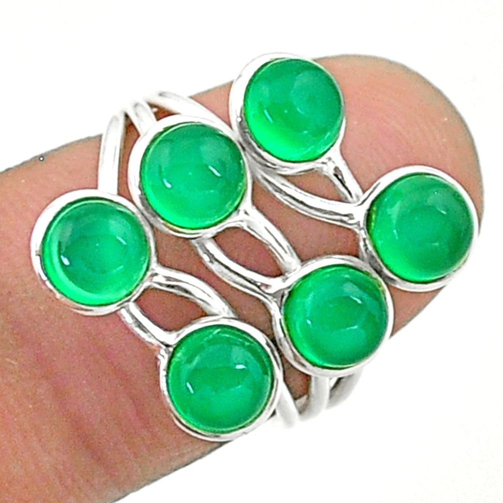 4.89cts solitaire natural green chalcedony 925 silver ring size 6 t19182