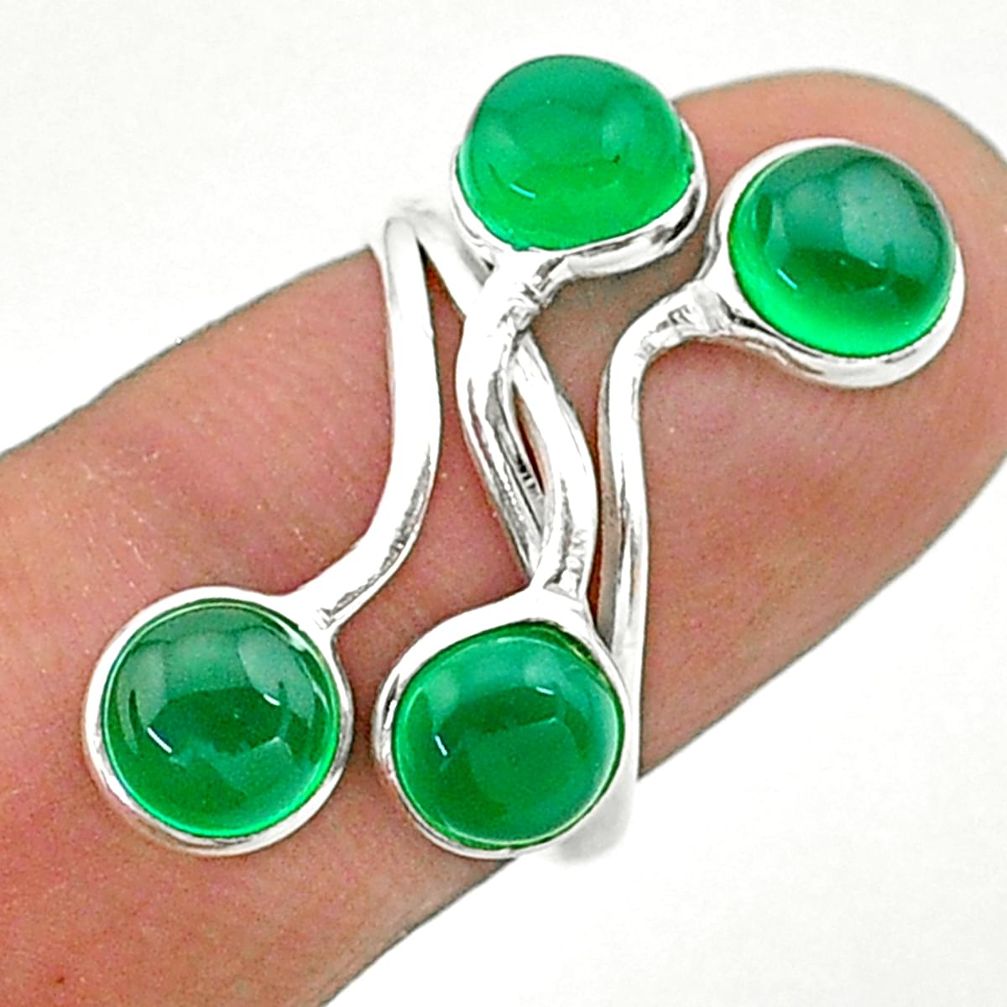 4.89cts solitaire natural green chalcedony 925 silver ring size 7 t19201