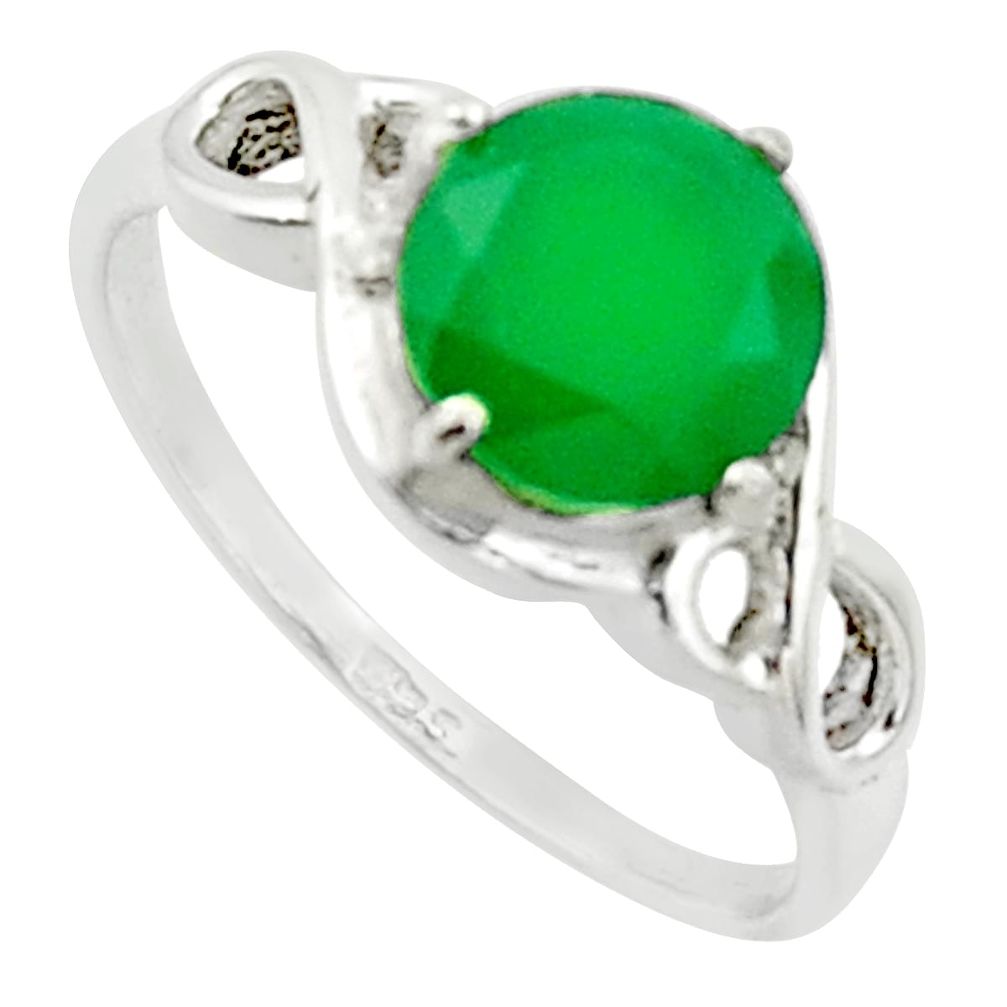 3.03cts solitaire natural green chalcedony 925 silver ring size 8 r40561