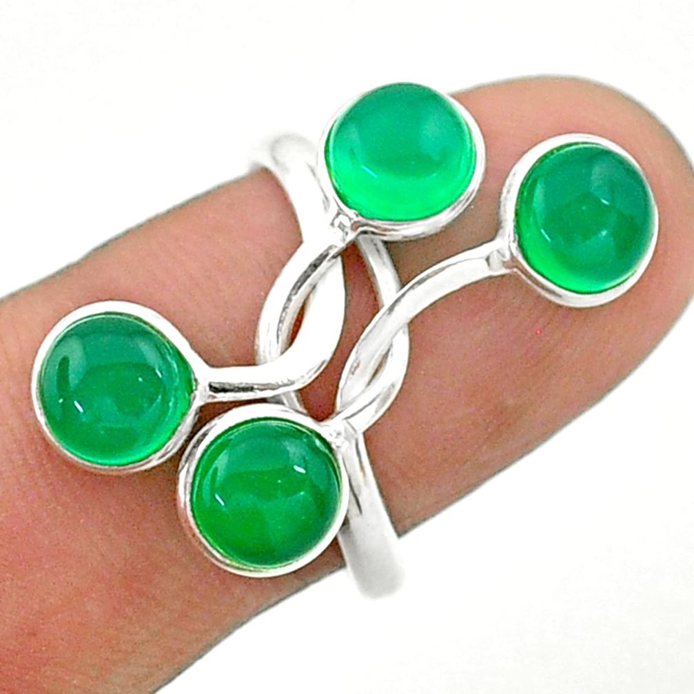 4.80cts solitaire natural green chalcedony 925 silver ring size 9 t19164