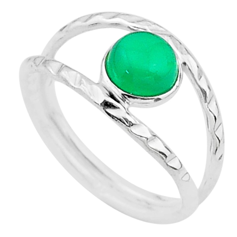 1.13cts solitaire natural green chalcedony 925 silver ring size 8.5 t19102
