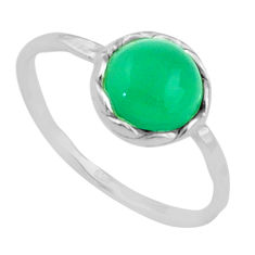 3.04cts solitaire natural green chalcedony 925 silver ring size 9.5 u9097