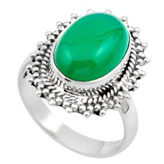 5.53cts solitaire natural green chalcedony oval 925 silver ring size 7 u15198