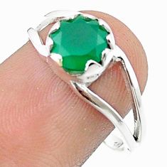 2.38cts solitaire natural green chalcedony round 925 silver ring size 6 u33924