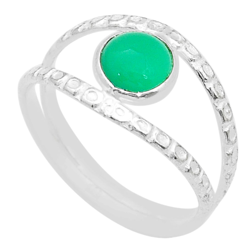1.13cts solitaire natural green chalcedony round 925 silver ring size 8 u67761