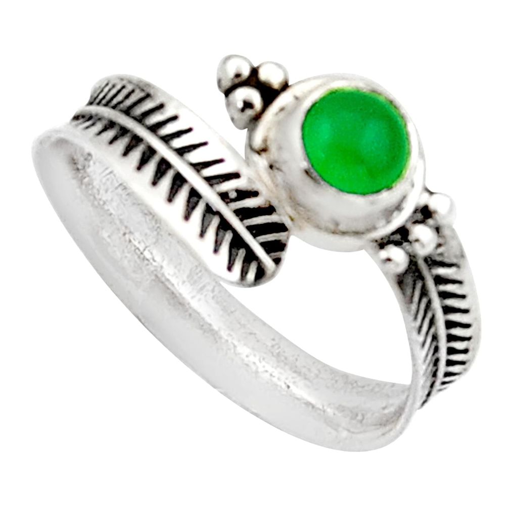 1.22cts solitaire natural green chalcedony silver adjustable ring size 8 r40763