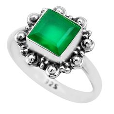 2.42cts solitaire natural green chalcedony square 925 silver ring size 8 u13140