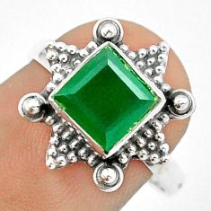 2.47cts solitaire natural green chalcedony square silver ring size 7.5 u20963