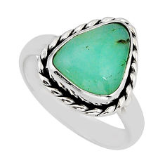 5.08cts solitaire natural green chalcedony trillion silver ring size 7 y72204