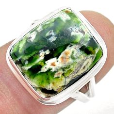 12.48cts solitaire natural green chrome chalcedony silver ring size 7.5 u51751