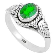 1.51cts solitaire natural green chrome diopside 925 silver ring size 7 u19601