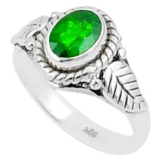 1.63cts solitaire natural green chrome diopside 925 silver ring size 8 u19604