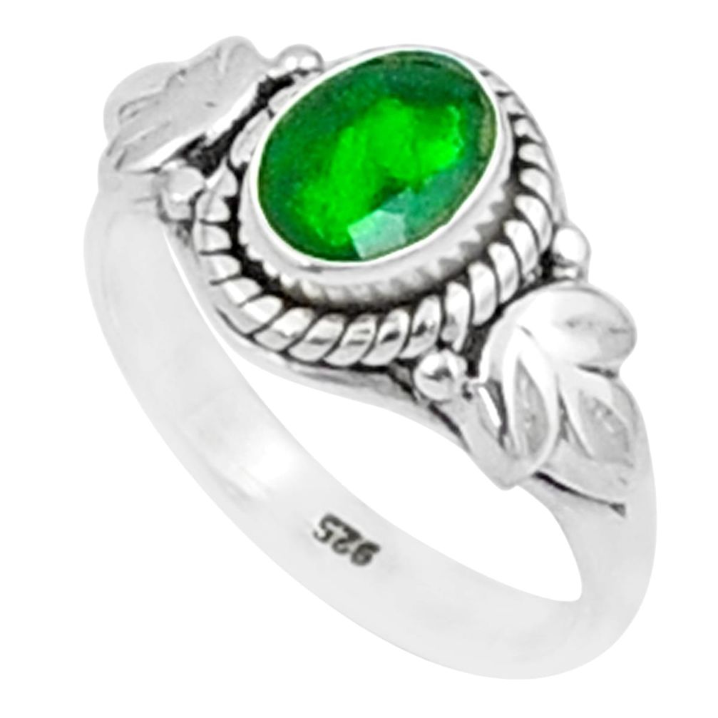 1.64cts solitaire natural green chrome diopside 925 silver ring size 8 u19607