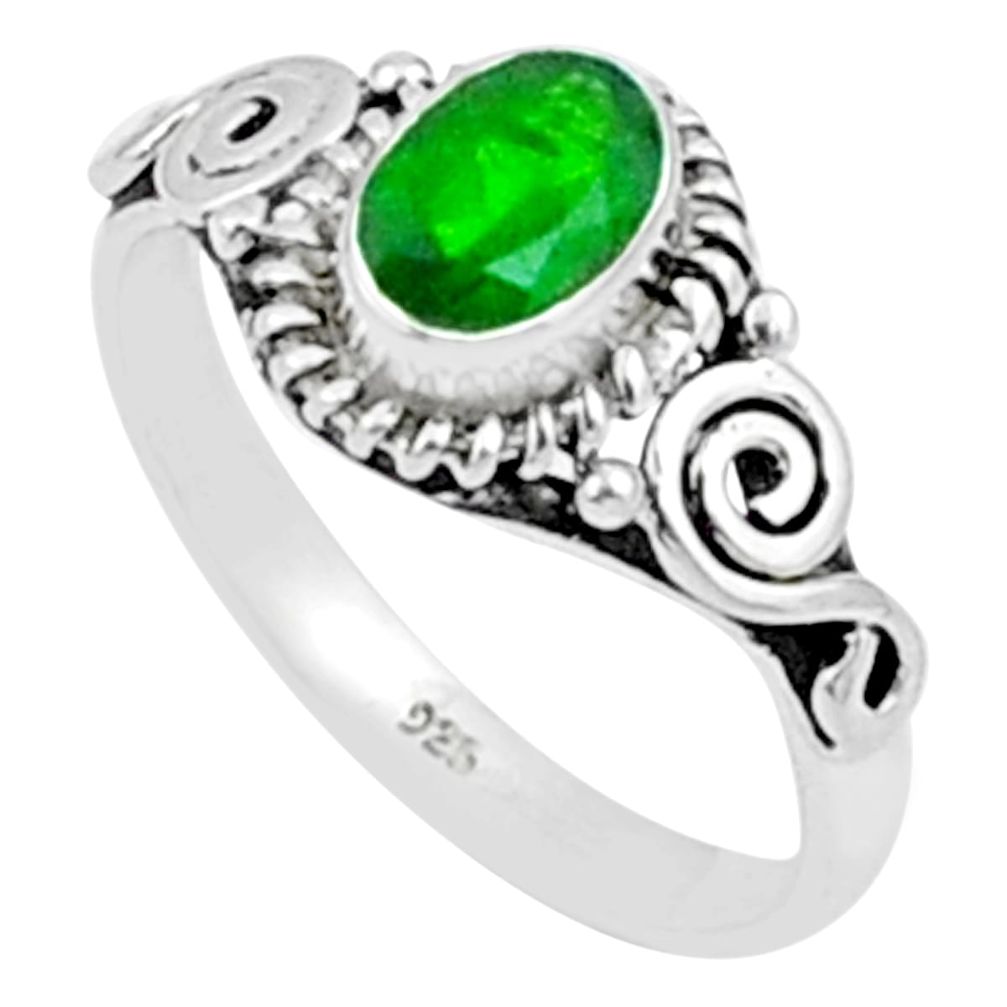 1.47cts solitaire natural green chrome diopside 925 silver ring size 8 u19611