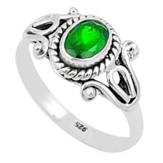 1.57cts solitaire natural green chrome diopside 925 silver ring size 8 u19620