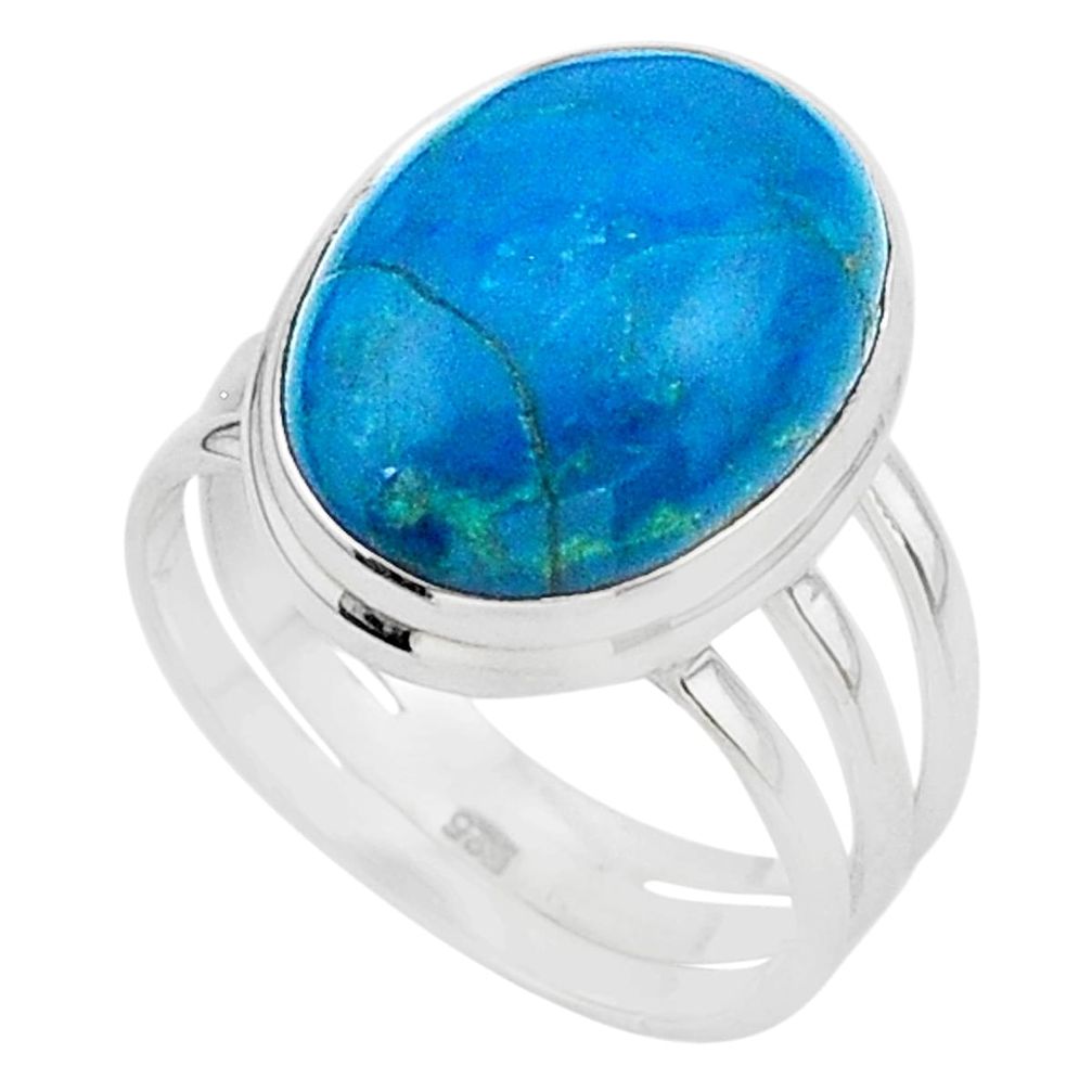 14.57cts solitaire natural green chrysocolla 925 silver ring size 10 t24755