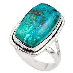 10.03cts solitaire natural green chrysocolla 925 silver ring size 7.5 t75228