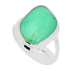 7.10cts solitaire natural green chrysoprase fancy 925 silver ring size 6 y78273