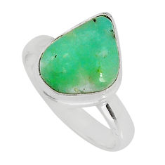 5.54cts solitaire natural green chrysoprase fancy 925 silver ring size 7 y78254