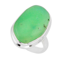14.00cts solitaire natural green chrysoprase oval 925 silver ring size 6 y66625