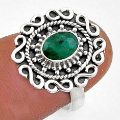 1.54cts solitaire natural green emerald 925 sterling silver ring size 6.5 n42987