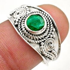 1.02cts solitaire natural green emerald 925 sterling silver ring size 8 t75437