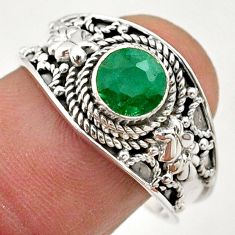 1.14cts solitaire natural green emerald 925 sterling silver ring size 9 t75434