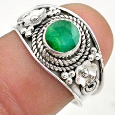 1.21cts solitaire natural green emerald 925 sterling silver ring size 7.5 t75401