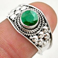 1.14cts solitaire natural green emerald 925 sterling silver ring size 7.5 t75429