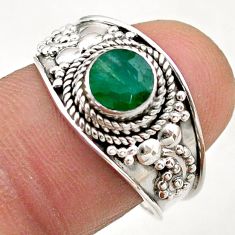 1.04cts solitaire natural green emerald 925 sterling silver ring size 8.5 t75440