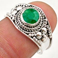 1.14cts solitaire natural green emerald 925 sterling silver ring size 7.5 t75754