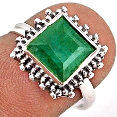 2.97cts solitaire natural green emerald 925 sterling silver ring size 6.5 t87859