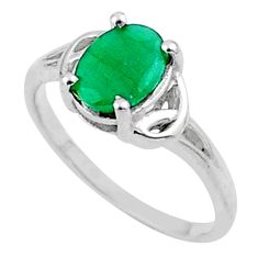 1.83cts solitaire natural green emerald 925 sterling silver ring size 7.5 u20180