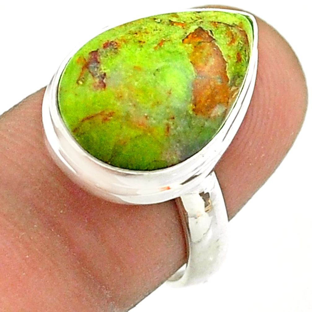 9.61cts solitaire natural green gaspeite 925 sterling silver ring size 7 t54701