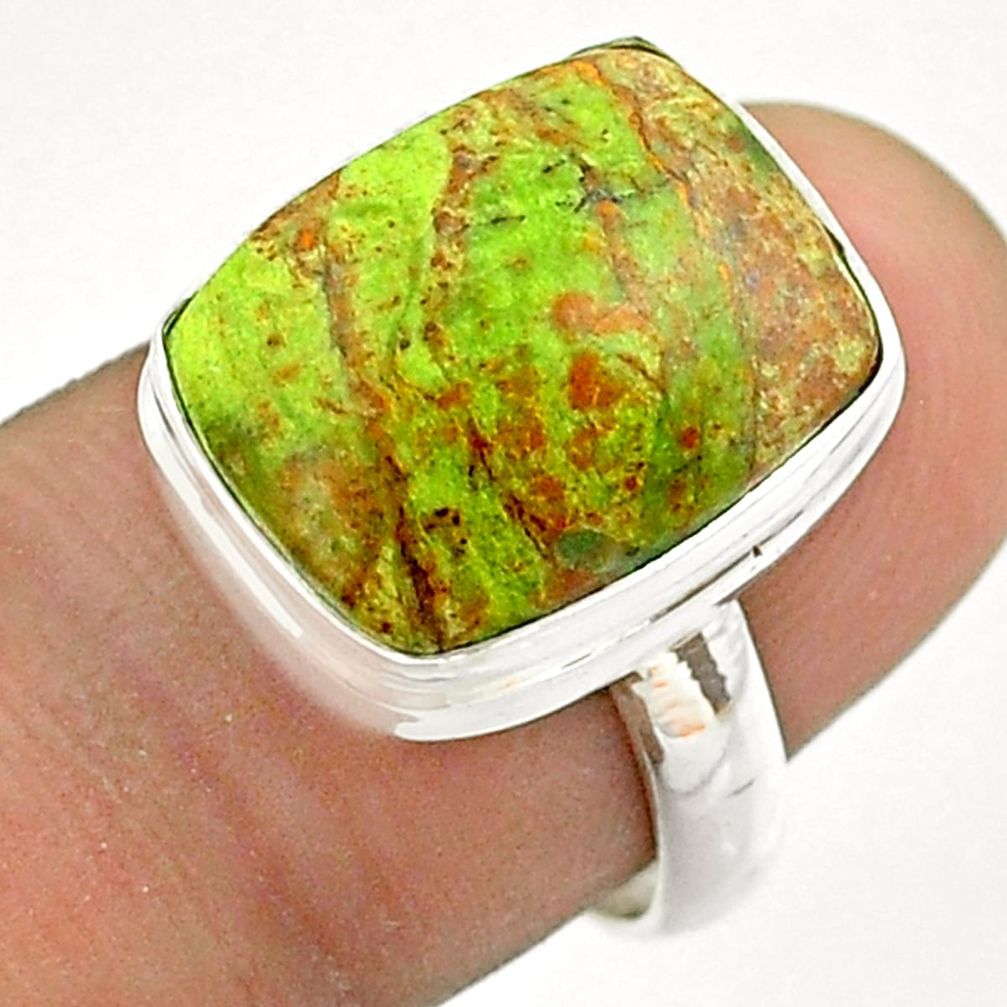 10.02cts solitaire natural green gaspeite 925 sterling silver ring size 7 t54709