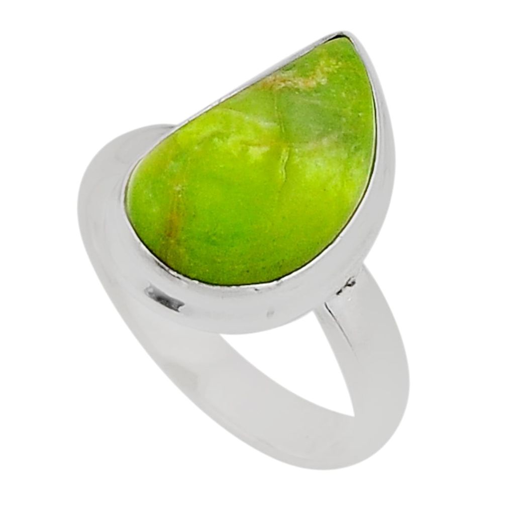6.93cts solitaire natural green gaspeite fancy sterling silver ring size 7 n4596