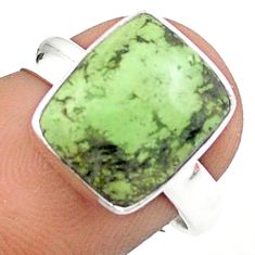 5.11cts solitaire natural green Gaspeite 925 sterling silver ring size 7 u12439