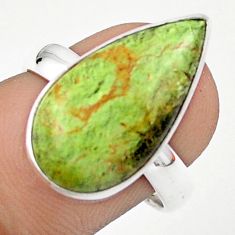 8.03cts solitaire natural green Gaspeite 925 sterling silver ring size 8 u12497