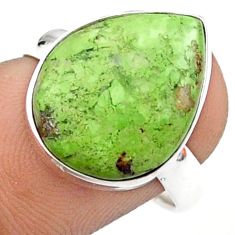 9.53cts solitaire natural green Gaspeite 925 sterling silver ring size 8.5 u12436